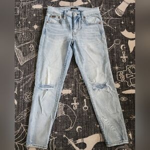 Polo Ralph Lauren Light Blue Distressed Tompkins Skinny Crop Jeans